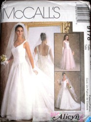 9178 McCalls  ALICYN SLEEVES OR NOT FLOOR BRIDE GOWN OVRSKIRT PATTERN 12-16 OR 10-14 CHOICE UNCUT